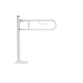 White Finished AISI 304 Stainless Steel Swing-Up Grab Bar Floor Anchorage