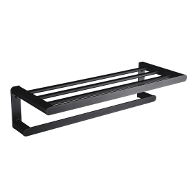 Capri Black Series - AISI 304 Stainless Steel Towel Rack Shelf With Bottom Bar