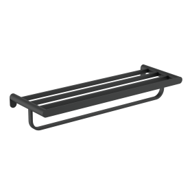 Verona Black Series - AISI 304 Stainless Steel Towel Rack Shelf With Bottom Bar